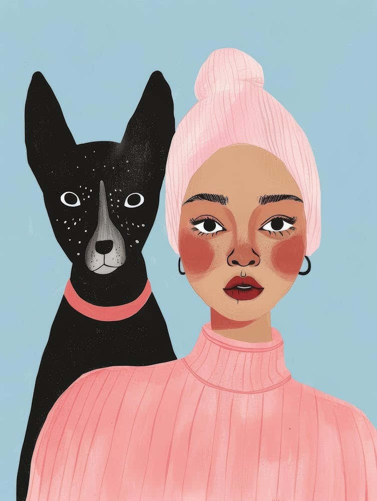 Girl And Her Dog 1