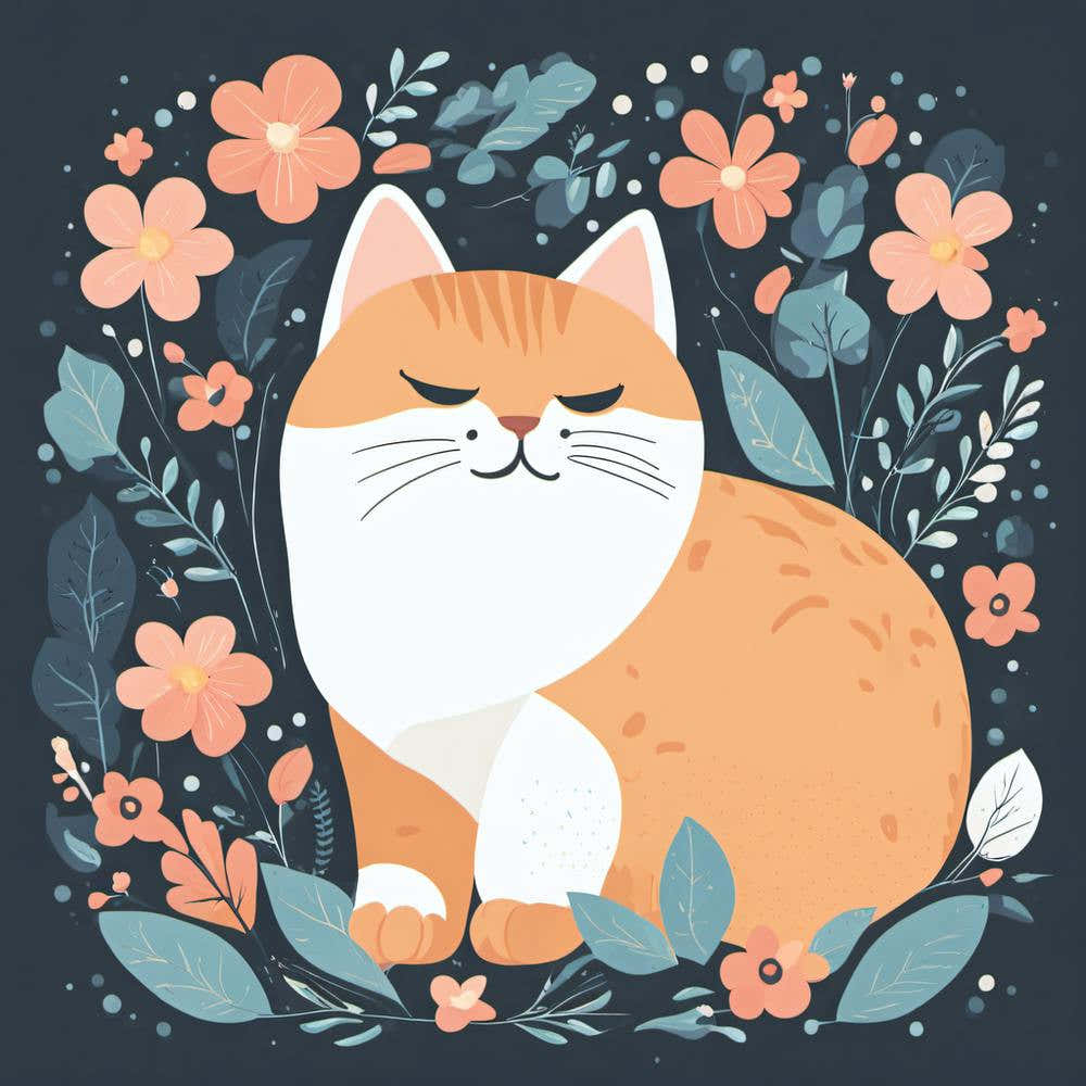 Cat In Flowers