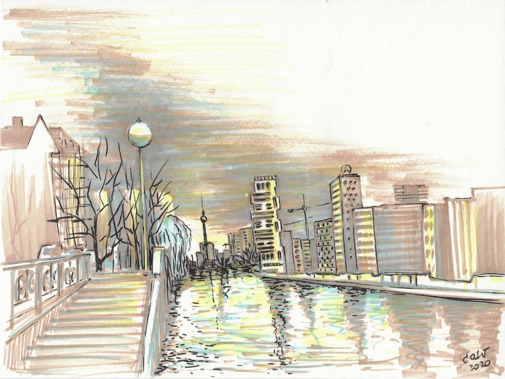 Berlin Morning At The Spree Bank