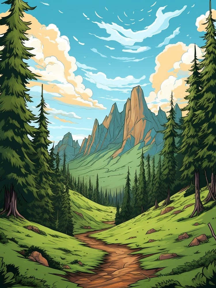 Wonderland Trail Usa 2 Vintage Travel Illustration