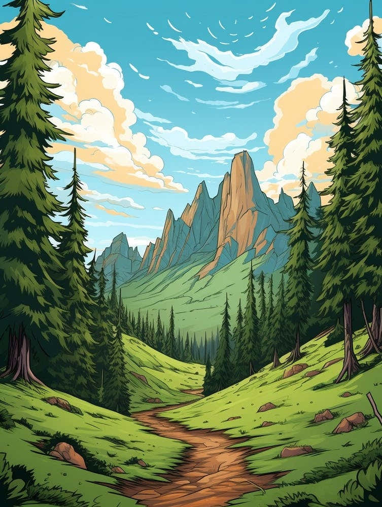 Wonderland Trail Usa 2 Vintage Travel Illustration