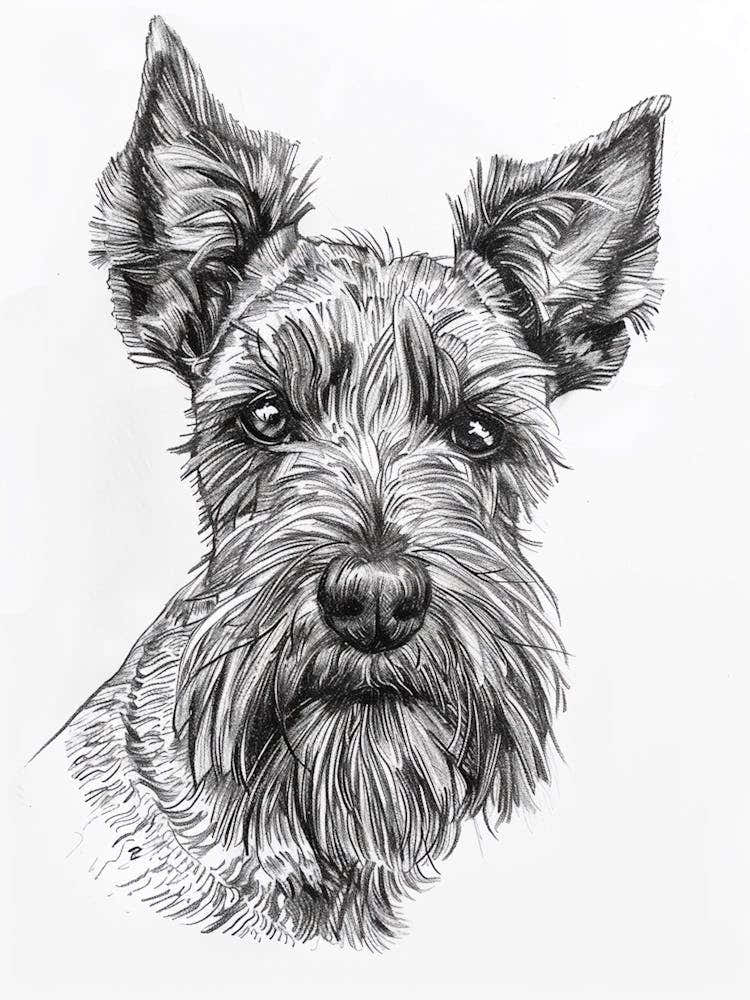 Scottish Terrier Dog Line Sketch 4