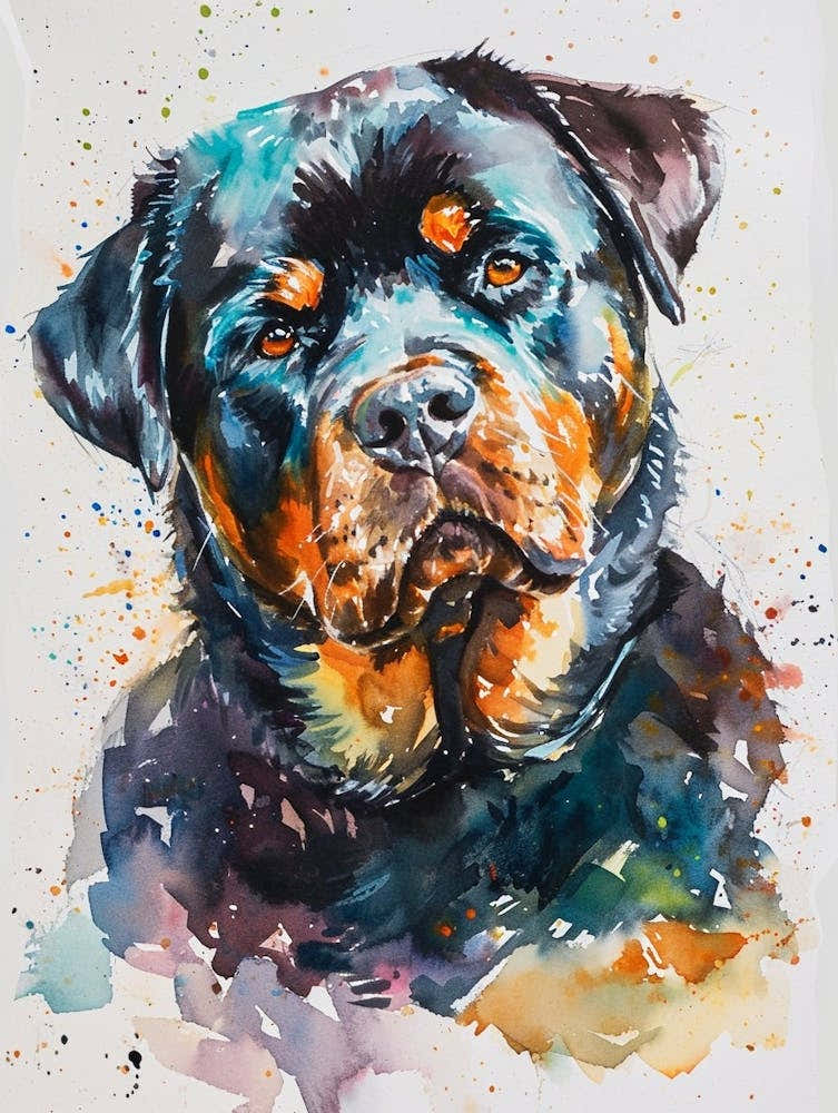 Rottweiler Watercolor Painting 1