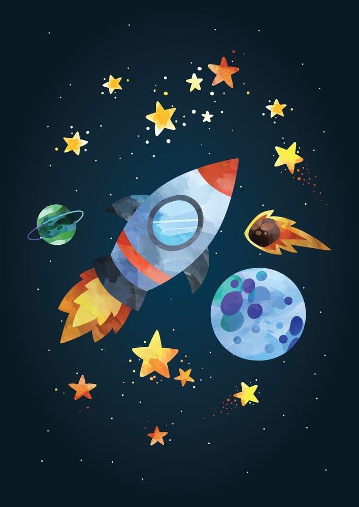 Watercolour Rocket