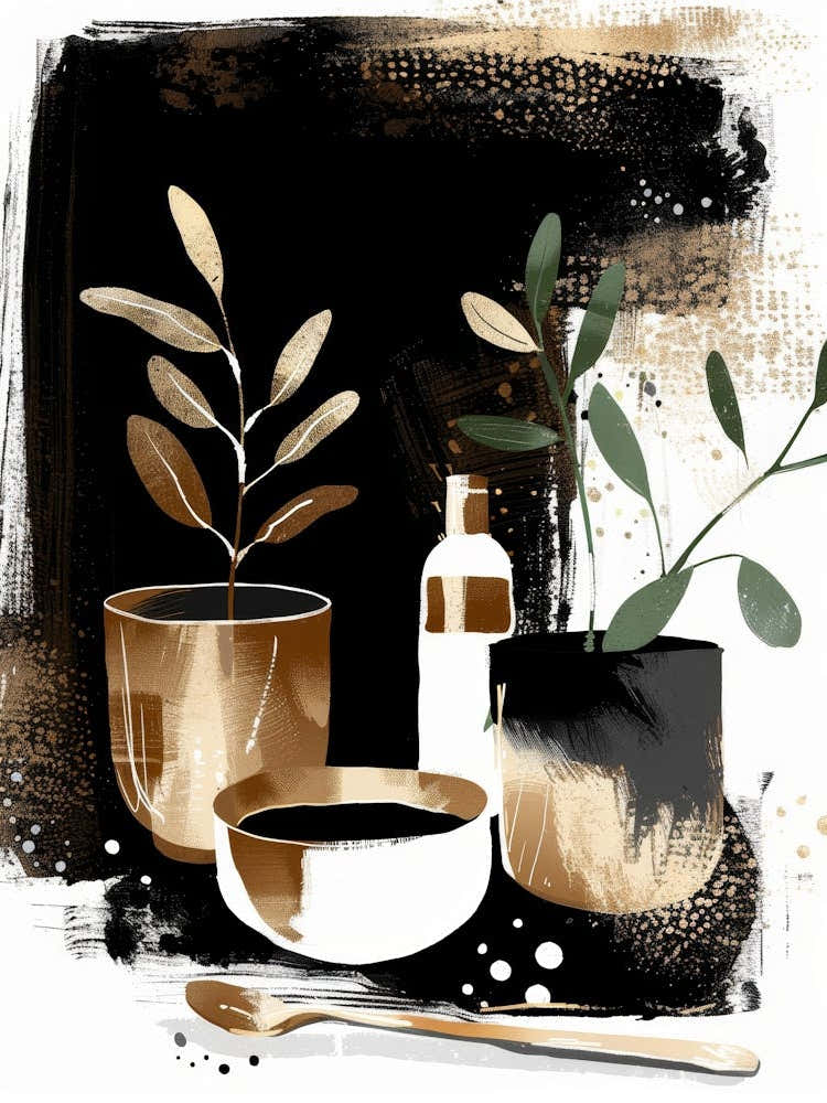 Gold And Black Abstract Painting 119