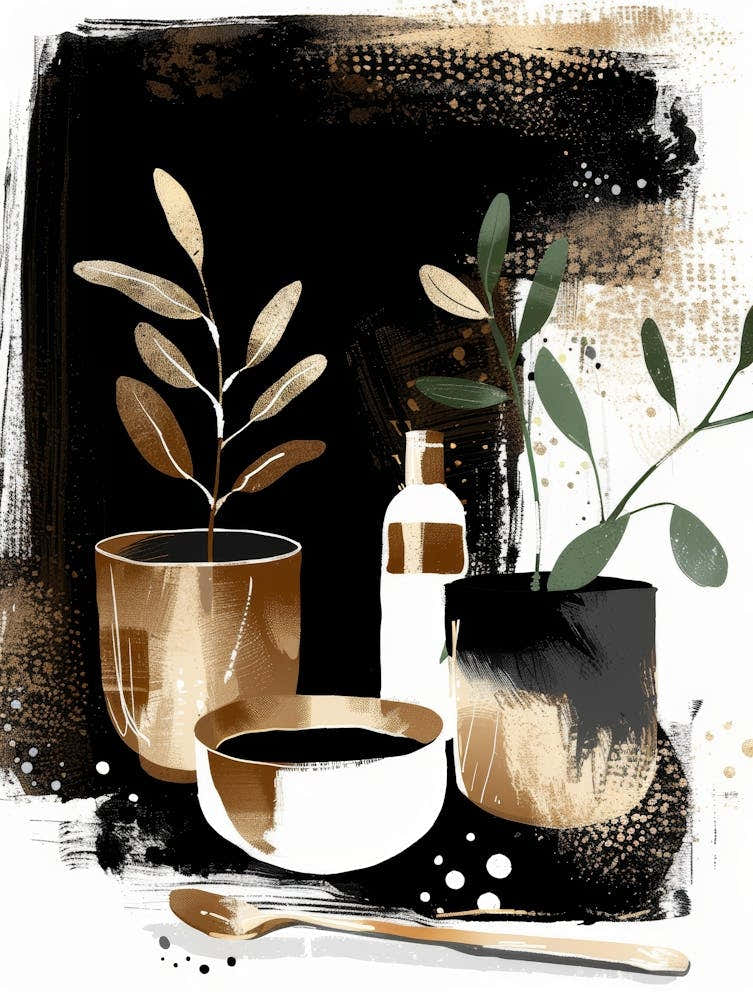 Gold And Black Abstract Painting 119