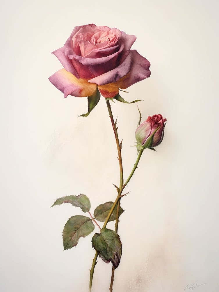 Pressed Flower Botanical Art Rose 1