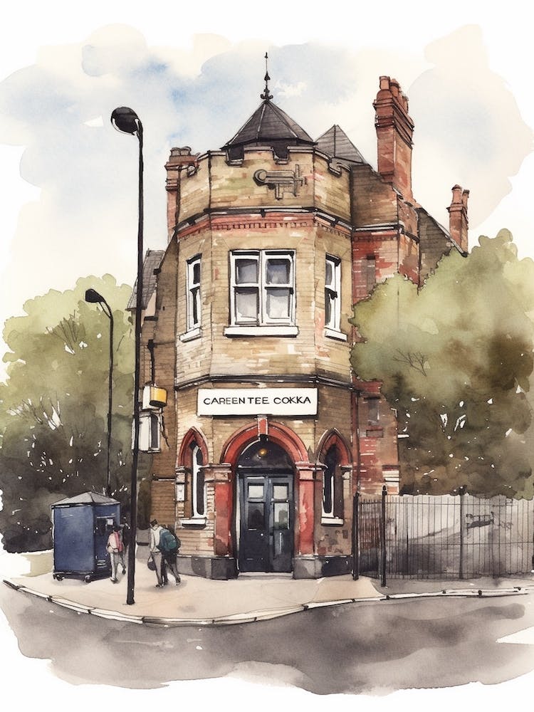 New Cross London Neighborhood, Watercolour 3