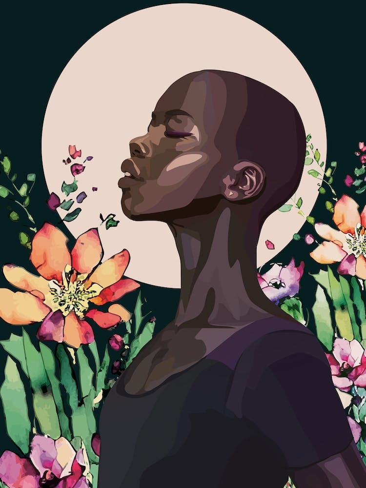 Woman In A Flower Garden 1