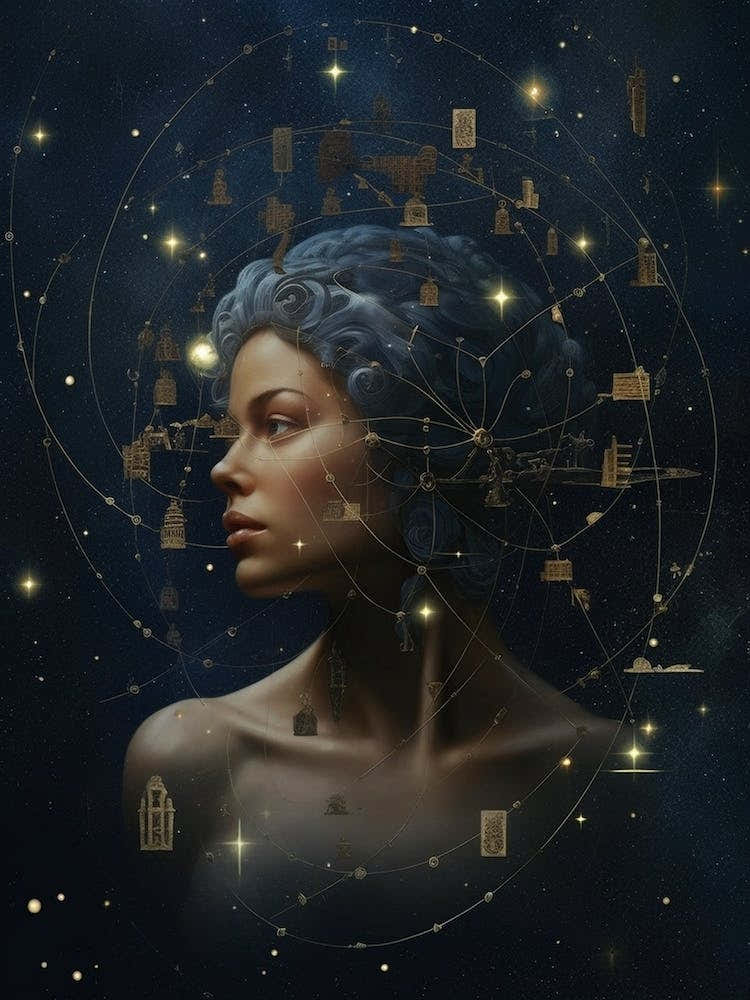 Whimsical Woman Universe Celestial