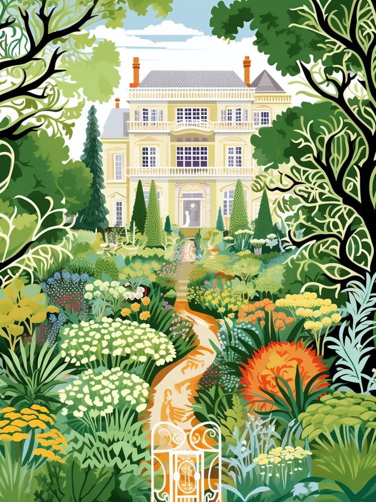 Hidcote Manor Gardens Uk Modern Illustration 2