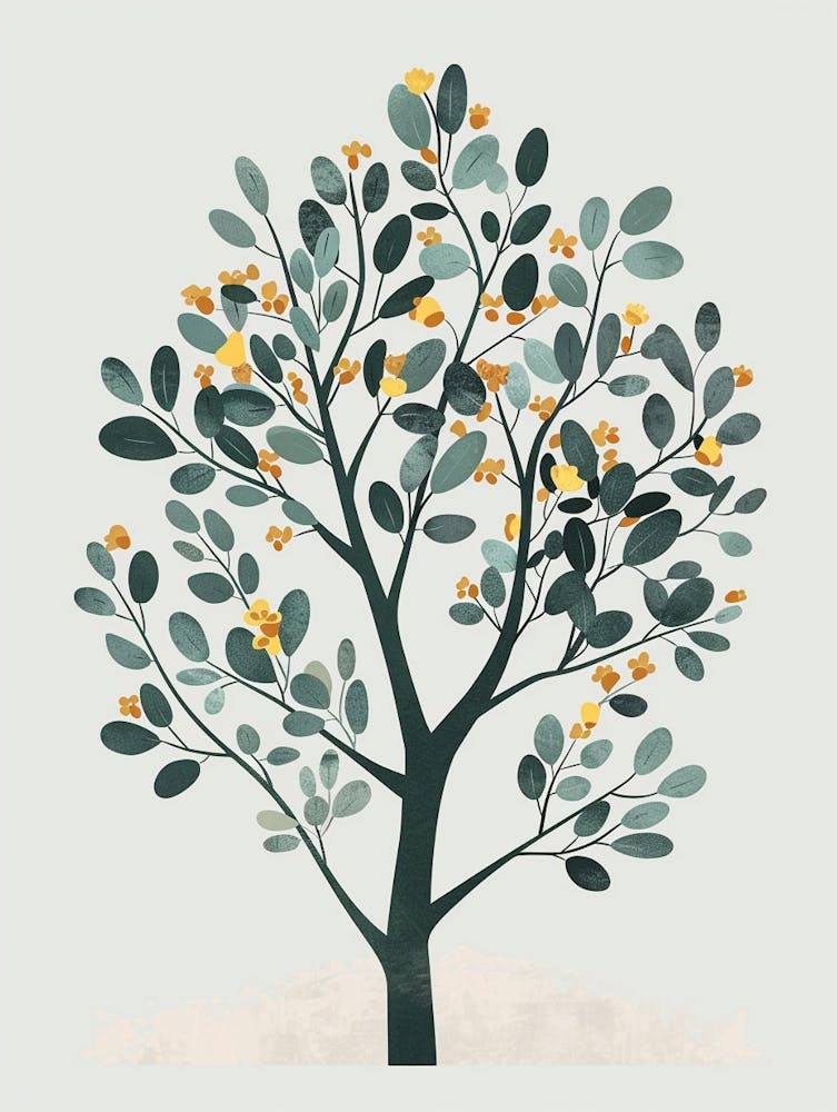 Eucalyptus Tree Illustration Flat 3