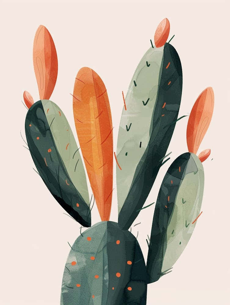 Bunny Ear Cactus Minimalist Abstract Illustration 4