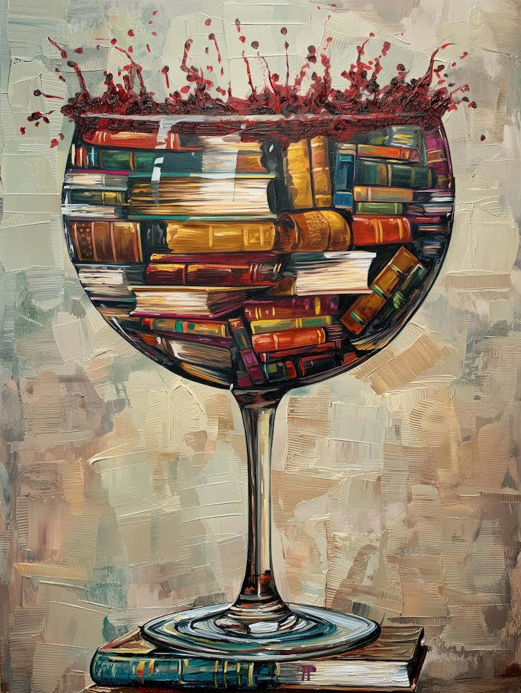 A Giant Wine Glass Overflowing With Books