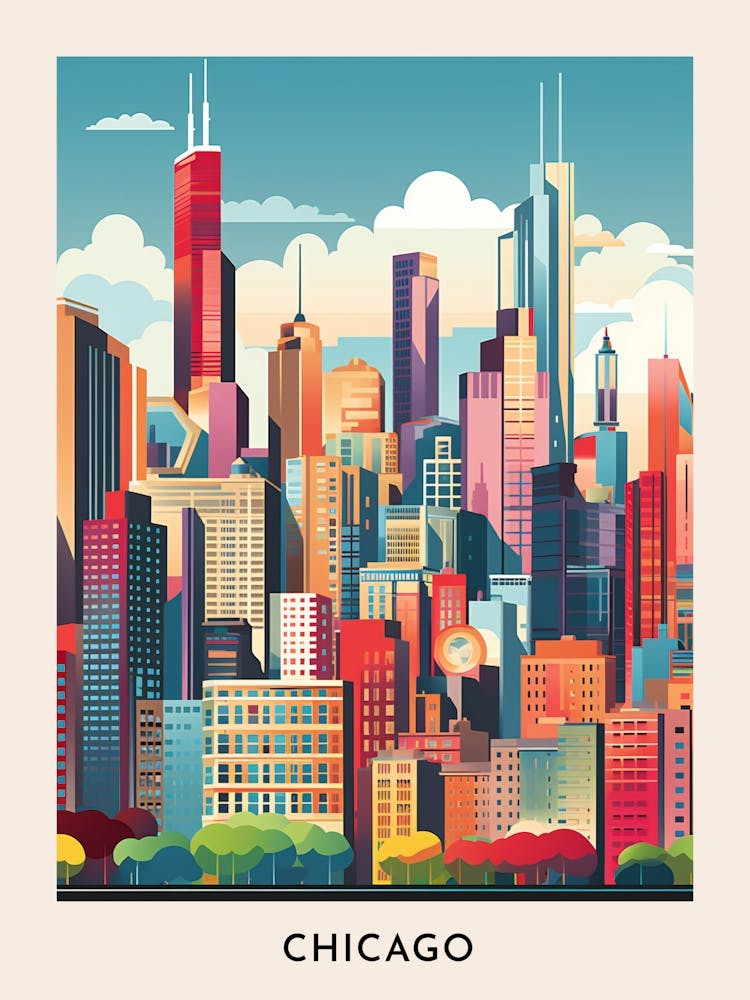 Chicago Colourful Travel Poster 10
