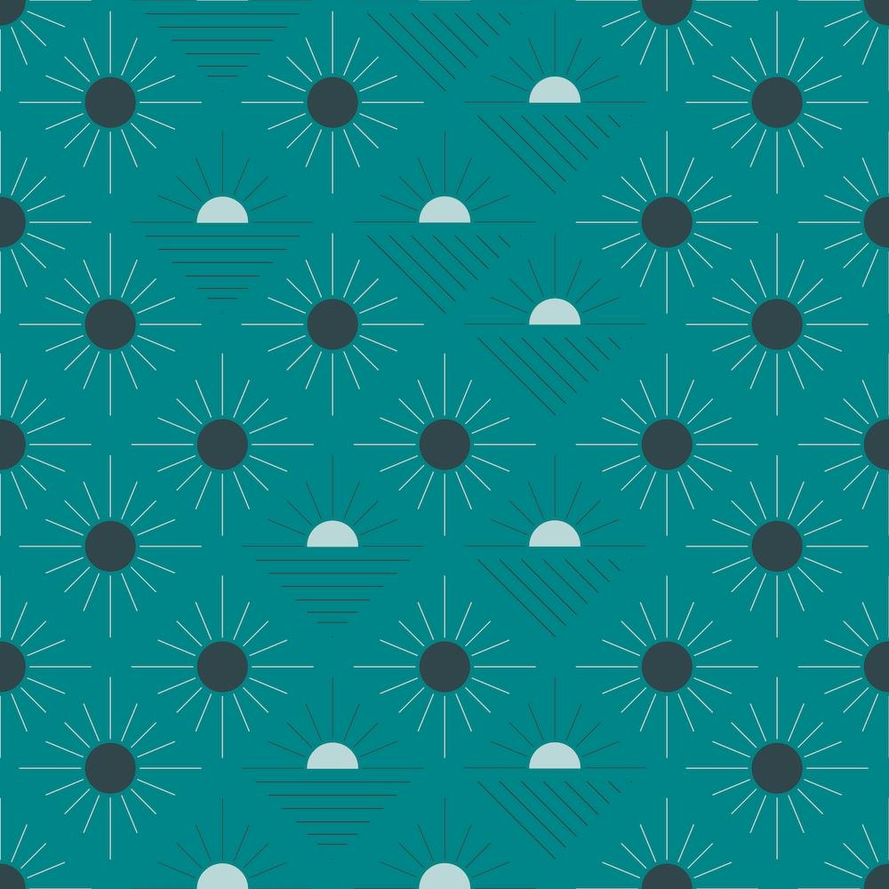 Geometric Pattern With Suns On Green Square