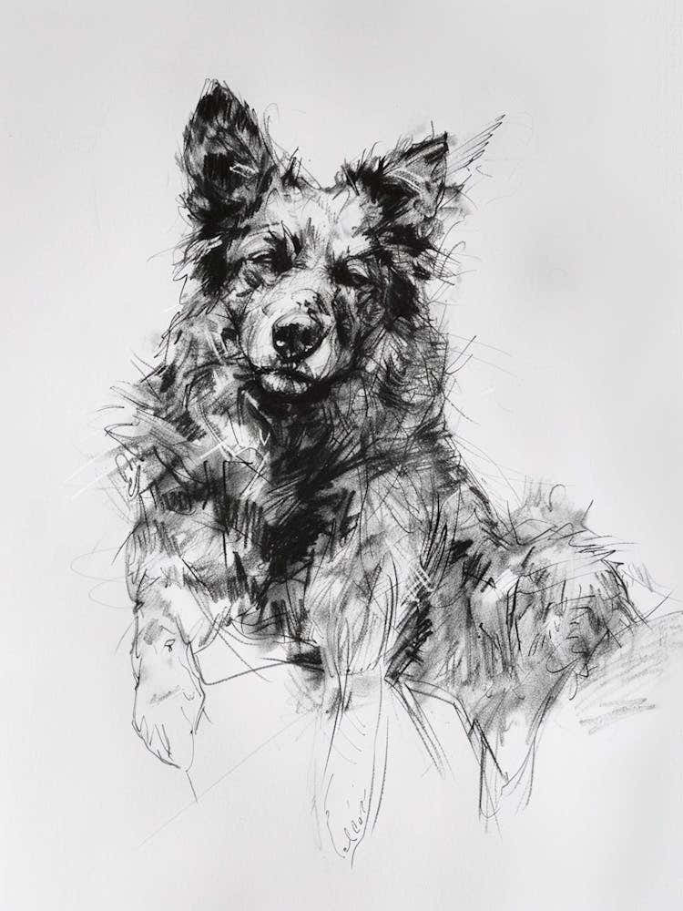 Icelandic Sheepdog Dog Charcoal Line 2