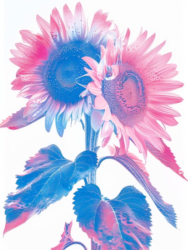 Blue And Pink Sunflowers 1