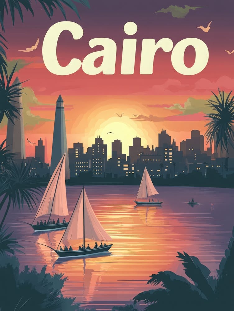 Aihrgdesign A 1970s Inspired Travel Poster For Cairo