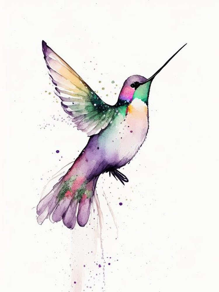 Anna S Hummingbird Minimalist Watercolour 3