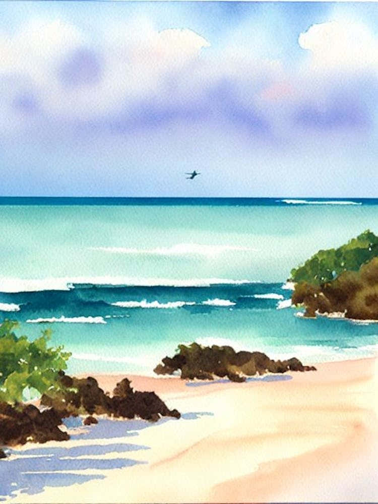 Crane Beach 3, Barbados Watercolour