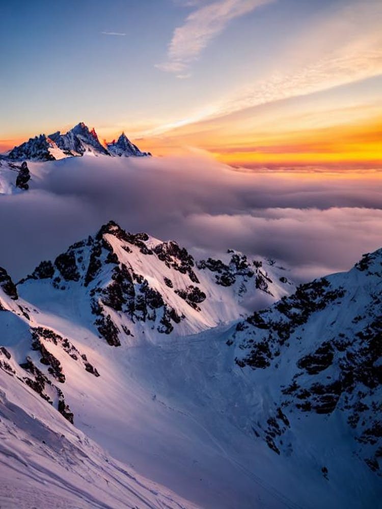 Cervinia, Italy Sunrise 2 Skiing Poster