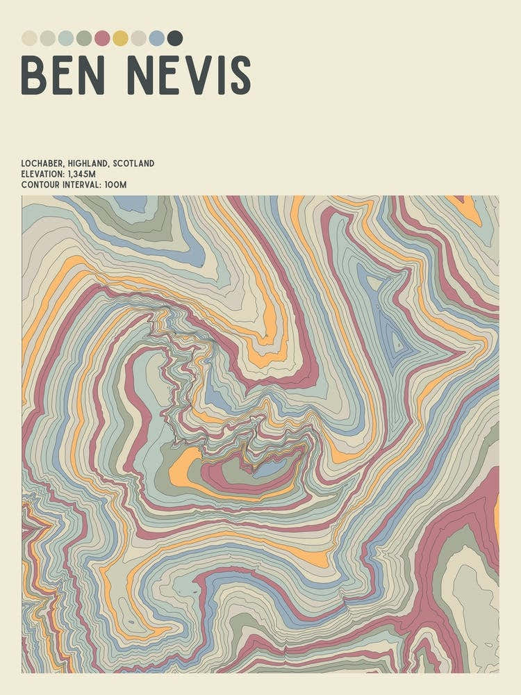 Ben Nevis Scotland Topographic Contour Map