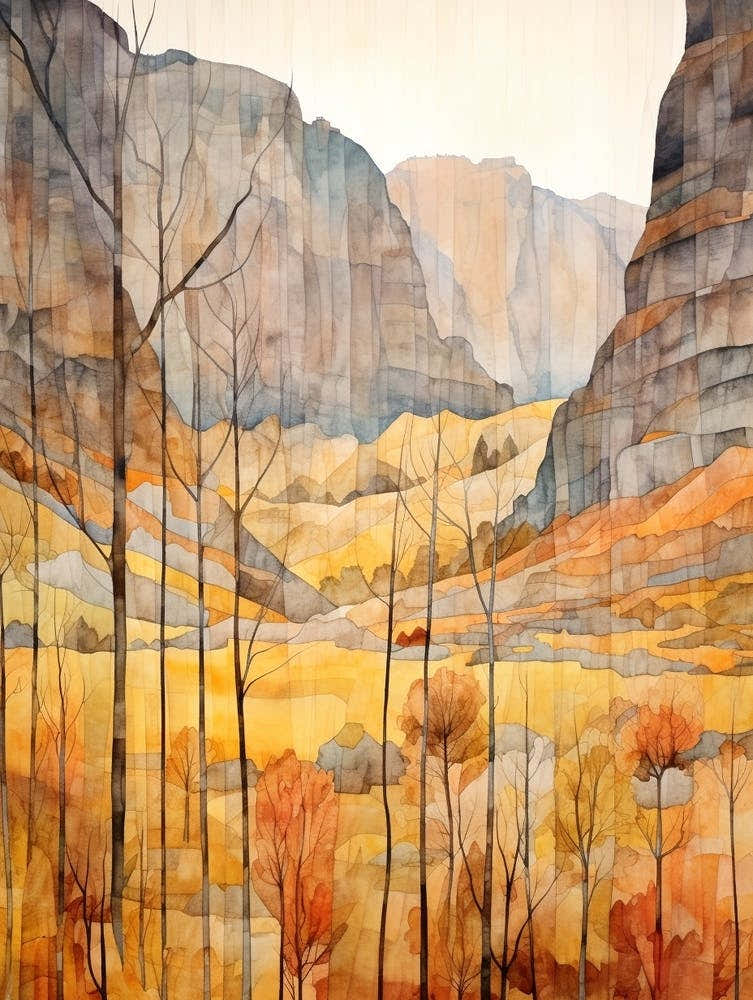Autumn National Park Painting Yosemite National Park California Usa 6