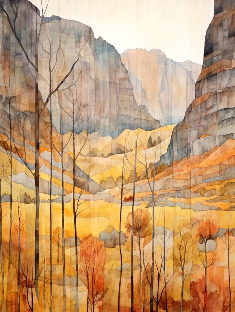 Autumn National Park Painting Yosemite National Park California Usa 6