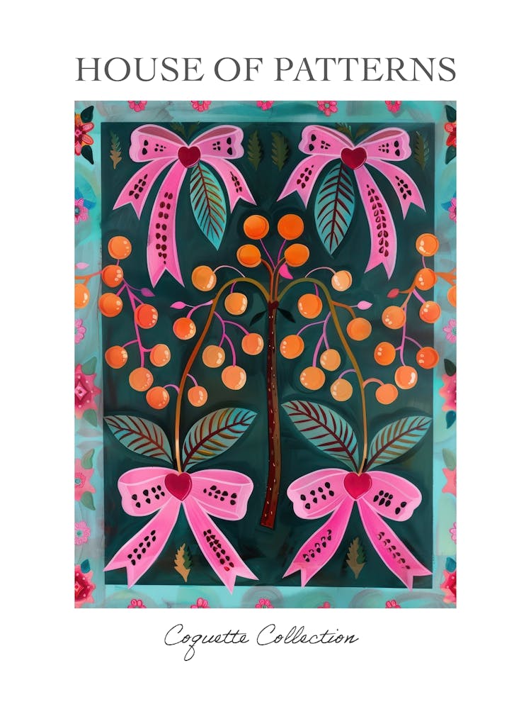 Cherry Pink Coquette 4 Pattern Poster