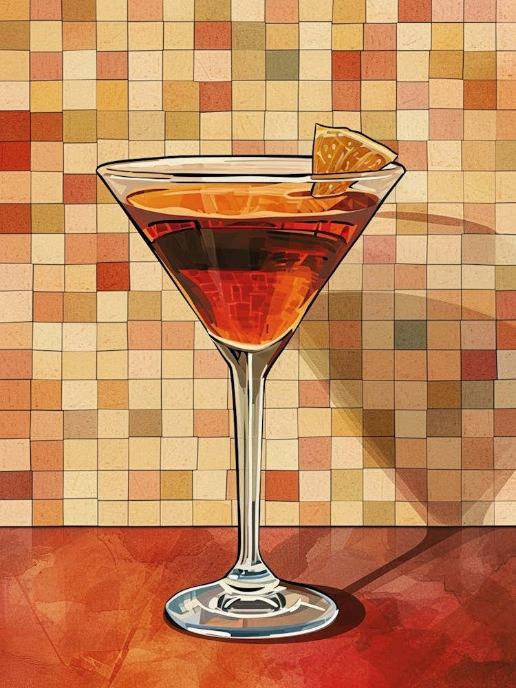 Cocktail In A Martini Glass On A Tiled Background 2