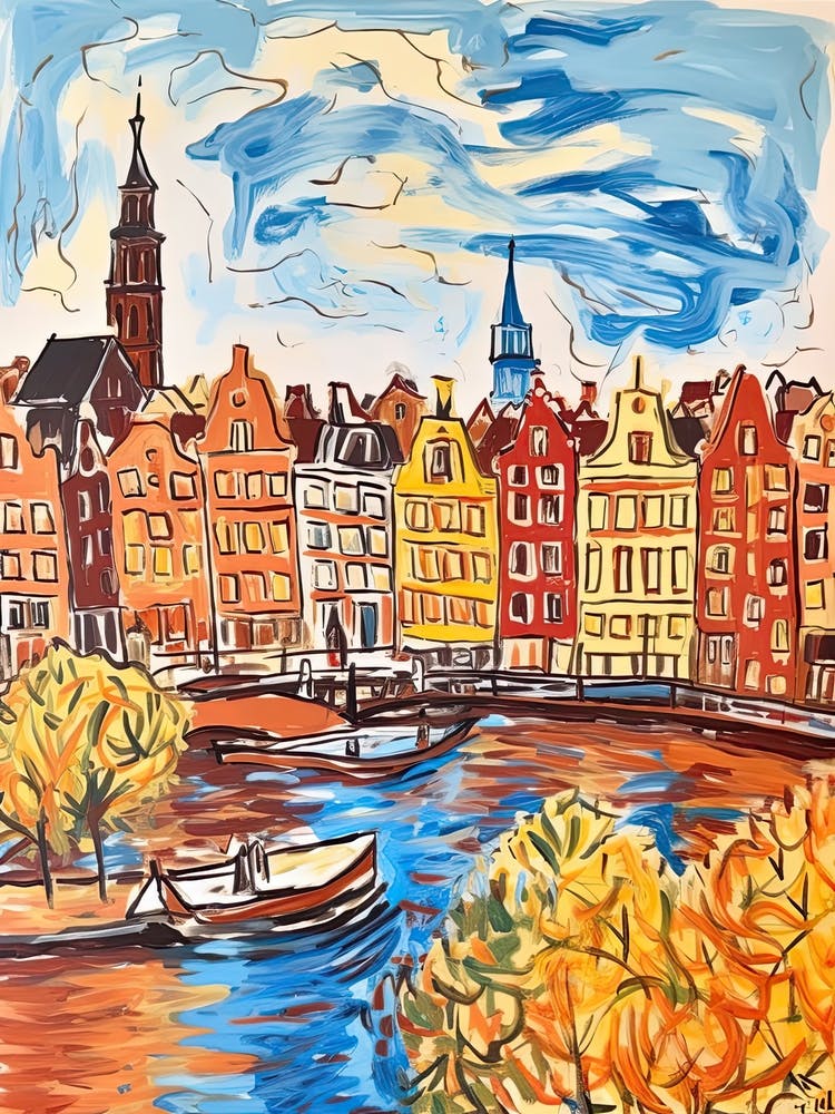 Amsterdam, Dreamy Storybook Illustration 4