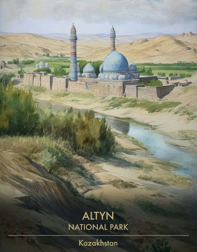 Altyn National Park Kazakhstan Watercolour 4