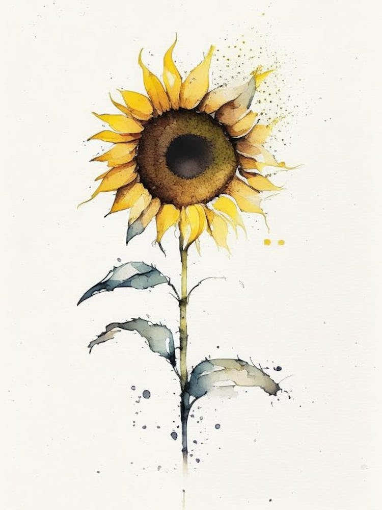 Sunflower Symbol 1 Minimal Watercolour