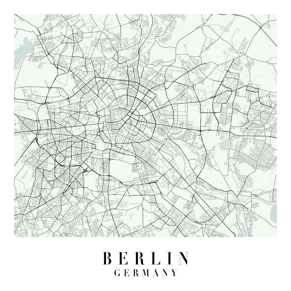 Berlin Germany Street Map Color Minimal Square