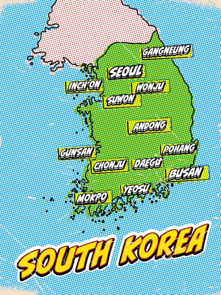 Pop Art Map Of South Korea