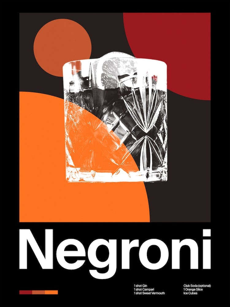 Mid Century Dark Negroni Cocktail