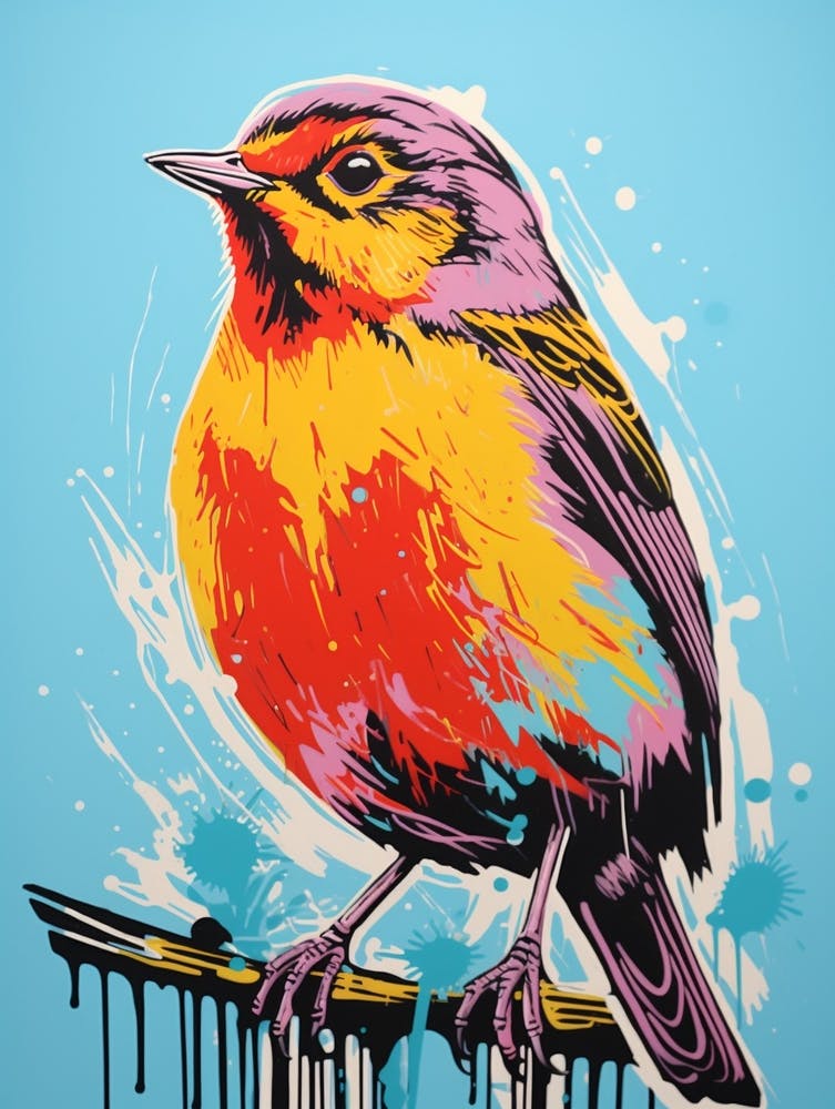 Andy Warhol Style Bird Robin 3