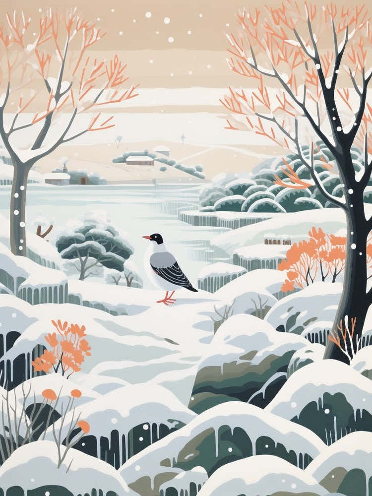 Winter Bird Painting Pigeon 1