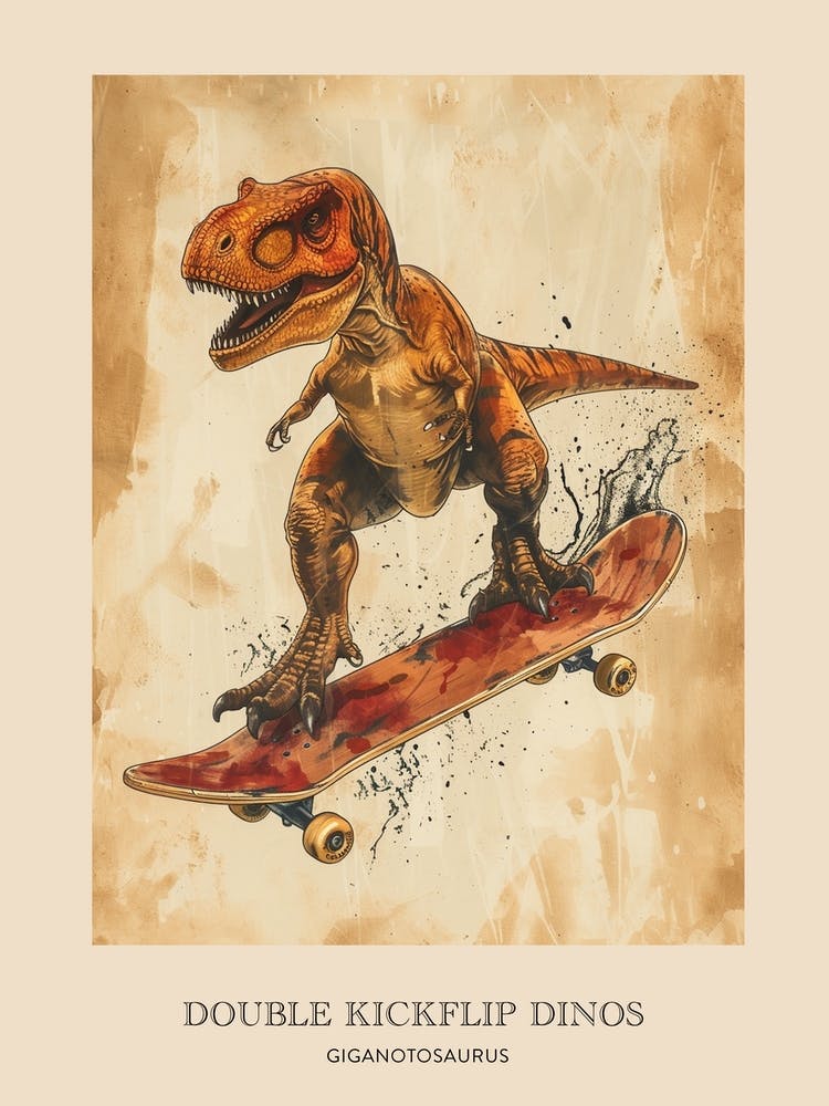 Giganotosaurus Vintage Dinosaur Poster 2