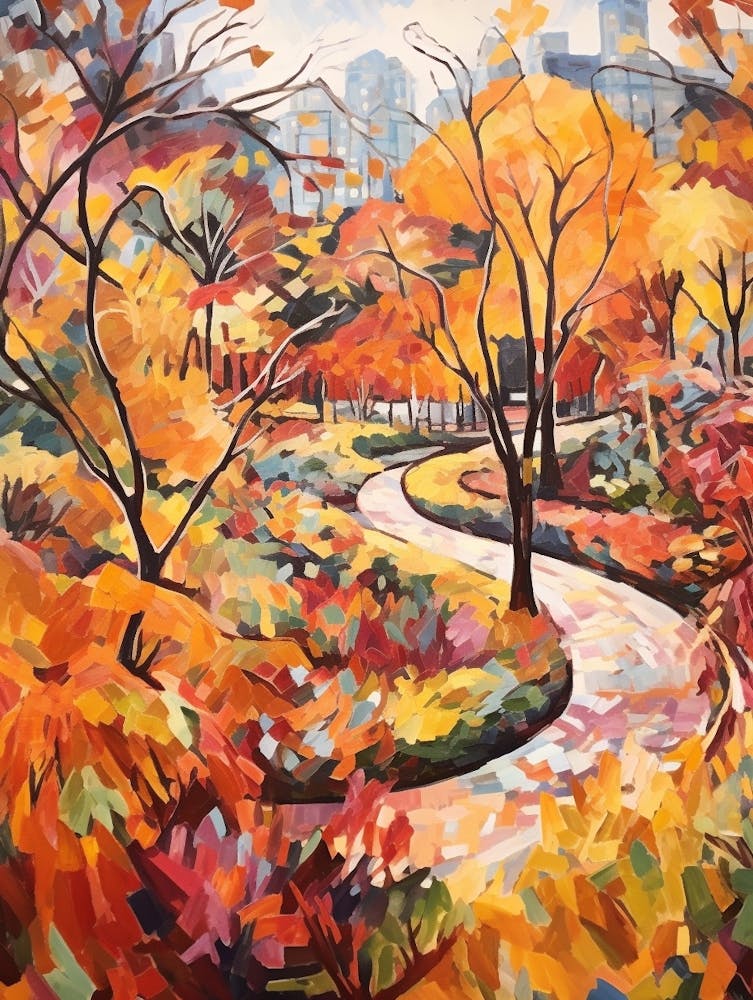 Autumn Gardens Painting Central Park Conservatory Garden 2