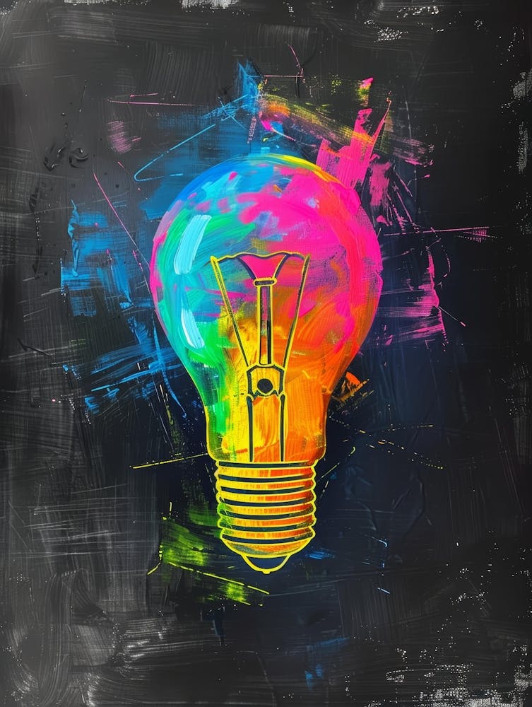 Light Bulb On A Blackboard