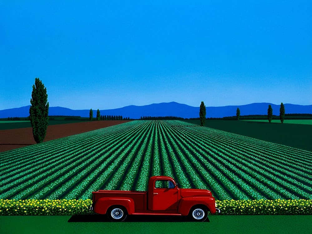 Hiroshi Nagai - Landscape, Red Car
