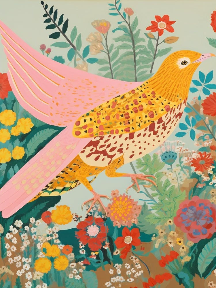 Maximalist Bird Painting Yellowhammer 1