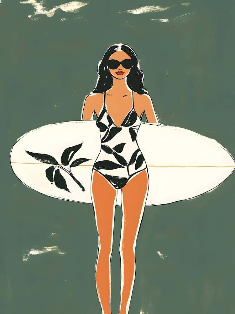 Woman In Bikini With Surfboard
