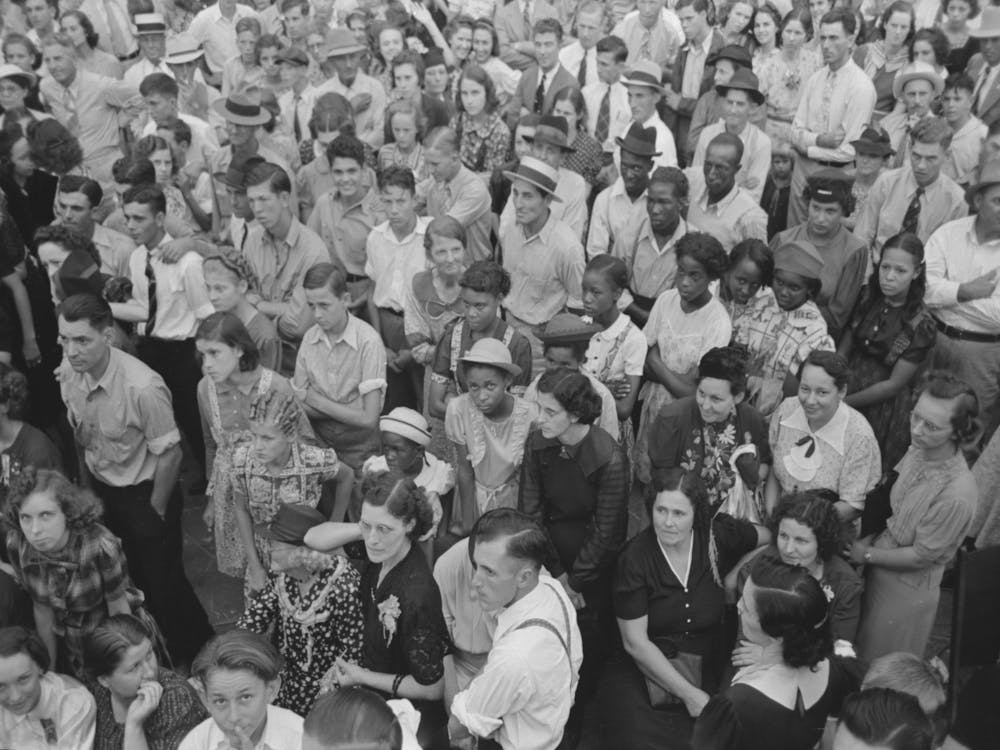 Crowd, Listening To The Cajun Band At National Rice Festival, Crowley, Louisiana By Russell Lee