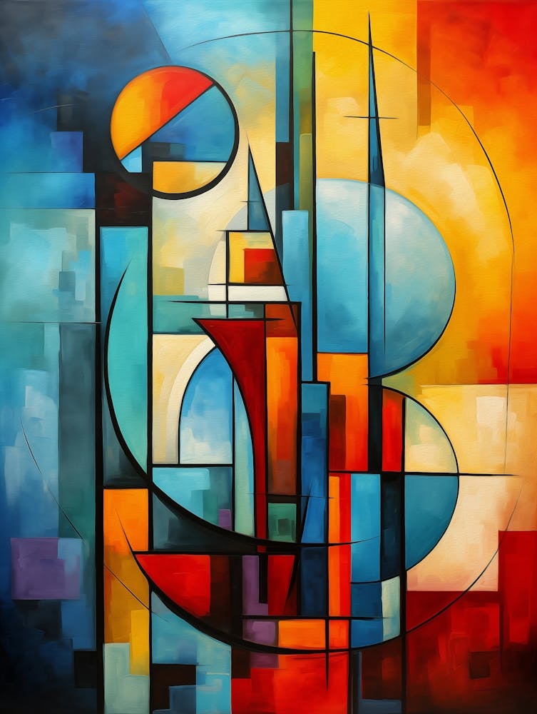 Abstract Modern Cubism Colorful Style Painting 1