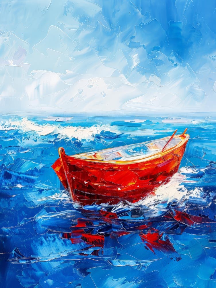 Red Boat In The Sea 4