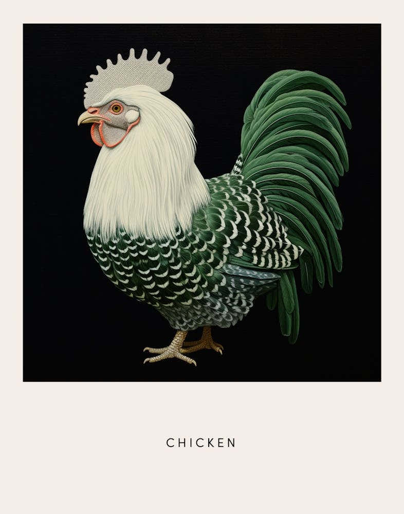 Ohara Koson Inspired Bird Painting Chicken 7 Poster