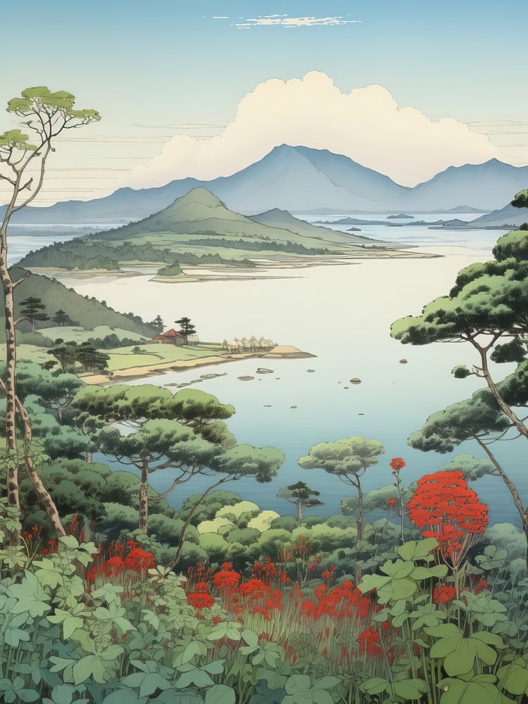 Amanohashidate In Kyoto, Ukiyo E Drawing 3